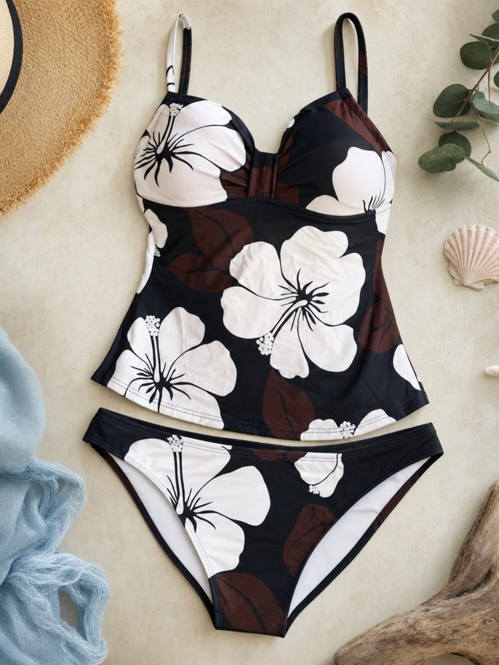 Swimsuit 2 Piece Floral Tankini and Brief GUC Size 8 - Picture 1 of 12